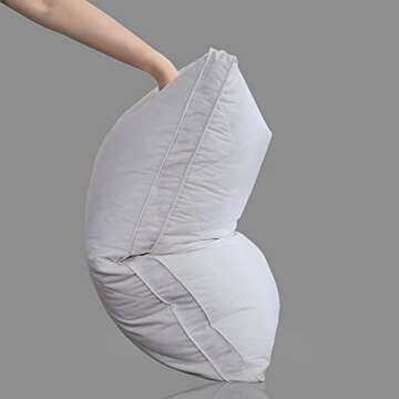 Three Geese Pack of 2 White Goose Feather Polyester Bed Pillows Queen/Standard Size- Soft 600 Thread Count 100% Cotton, Medium Firm,Soft Support Surround Fill Polyester,White Solid