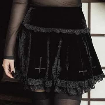 Black Lace Steampunk Gothic Mini Skirt for Women