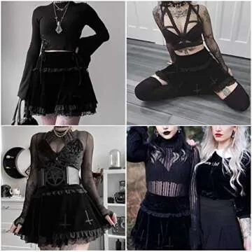 Black Lace Steampunk Gothic Mini Skirt for Women