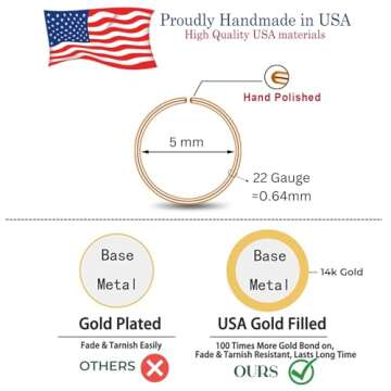 Gold Nose Ring Hoop for Women, Thin Nose Piercing jewelry (Rose Gold, 1pc- 5mm 22 gauge)