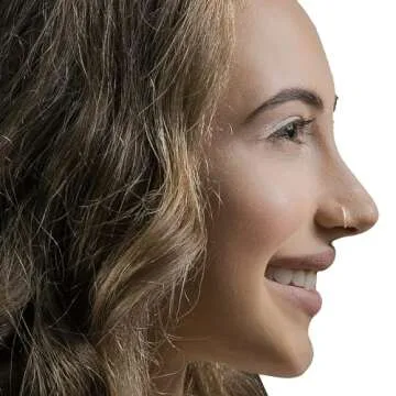 Gold Nose Ring Hoop for Women, Thin Nose Piercing jewelry (Rose Gold, 1pc- 5mm 22 gauge)