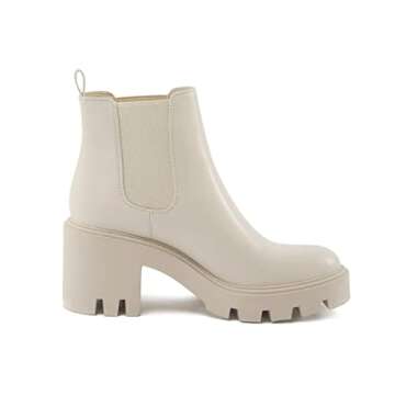 REDTOP Women's Chelsea Boots Fashion Platform High Heel PU Leather Ankle Booties Round Toe Casual El...