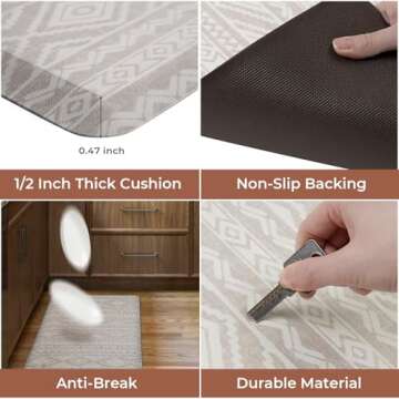 FRESHMINT Boho Kitchen Mat - Comfort & Style for Kitchens