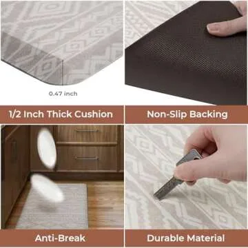 FRESHMINT Boho Kitchen Mat - Comfort & Style for Kitchens