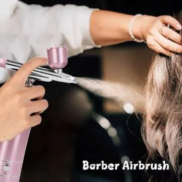 Airbrush-Kit Air Brush Kit With Airbrush Compressor Nail Charms Wireless Air Brush for Barber, Nail Art, Cake Decor, Makeup, Model Painting (Pink)