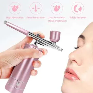 Airbrush-Kit Air Brush Kit With Airbrush Compressor Nail Charms Wireless Air Brush for Barber, Nail Art, Cake Decor, Makeup, Model Painting (Pink)