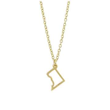 Lucky Feather District of Columbia Shaped State Necklace, 14K Gold-Dipped Pendant on Adjustable 16?...