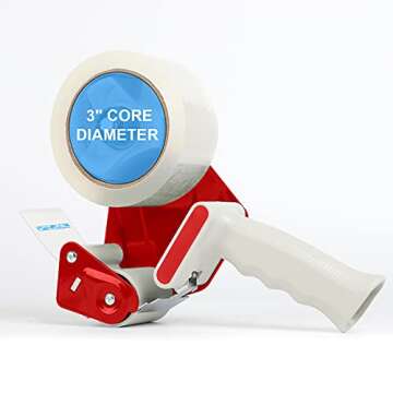 JARLINK Packing Tape Dispenser Gun (2 Pack) with 2 Rolls Tape, 2 inches Lightweight Industrial Side Loading Tape Dispenser for Shipping Packaging Moving Sealing (Grey & Red)