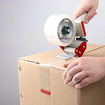 JARLINK Packing Tape Dispenser Gun (2 Pack) with 2 Rolls Tape, 2 inches Lightweight Industrial Side Loading Tape Dispenser for Shipping Packaging Moving Sealing (Grey & Red)