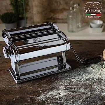 MARCATO Made in Italy Atlas 180 Classic Manual Pasta Machine, Chrome Steel. Makes Lasagne, Fettuccin...