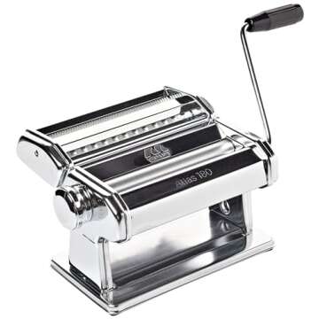 MARCATO Made in Italy Atlas 180 Classic Manual Pasta Machine, Chrome Steel. Makes Lasagne, Fettuccine & Tagliolini.
