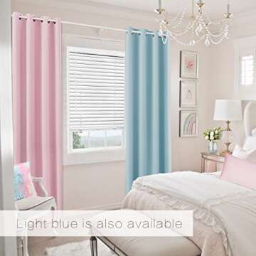Pink Blackout Curtains 84 Inches Long for Girls Bedroom Decor Set of 2 Panels Grommet Window Light Heat Blocking Darkening Insulated Thermal Black Out Curtains for Living Room Nursery 52x84 Length