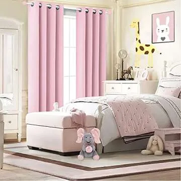 Pink Blackout Curtains 84 Inches Long for Girls Bedroom Decor Set of 2 Panels Grommet Window Light Heat Blocking Darkening Insulated Thermal Black Out Curtains for Living Room Nursery 52x84 Length