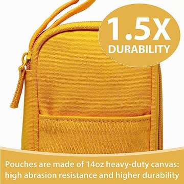 SPACEMATE Heavy Duty Canvas Pencil Case Pouch Bag - Holds 50-100 Pencils - Large Big Capacity Aesthetic Pen Case School Supplies for Back to School College Students (Yellow)
