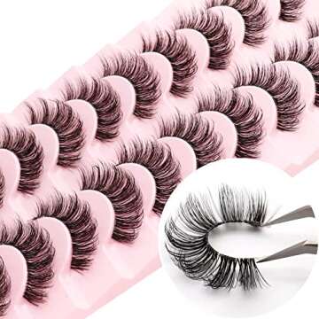 Veleasha Clear Band Lashes 10 Pairs Pack D Curl Russian Strip Lashes,Natural Look Transparent Soft B...