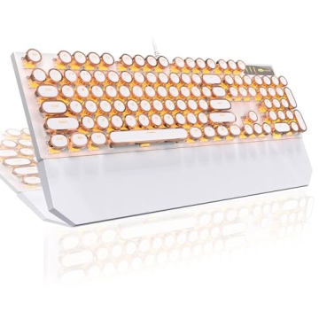 MageGee Typewriter Mechanical Gaming Keyboard - Retro Gold Punk Style LED Backlit
