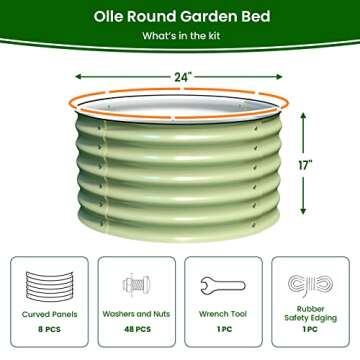 Olle Twin Round Metal Raised Garden Beds Outdoor for Vegetables, 17" Tall Galvanized Raised Garden B...