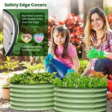 Olle Twin Round Metal Raised Garden Beds Outdoor for Vegetables, 17" Tall Galvanized Raised Garden Bed Raised Planter Box, Backyard Garden Box Patio Planter Raised Beds, Sage Green 24" X 17"