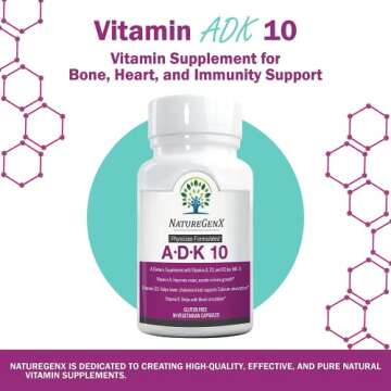 NatureGenX ADK 10 Supplement - Potent A, K2 & D3 for Bone Health