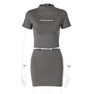 Chic Slim Fitted Crop Tee & Bodycon Skirt Set for Women