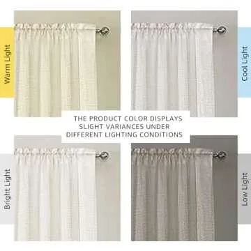 H.VERSAILTEX Natural Linen Rod Pocket Curtains 84 Inch Length for Living Room 2 Panel Pocket Drape Semi Sheer Neutral Country Rustic Farmhouse Boho Curtain Bedroom Light Filtering, Heathered Natural