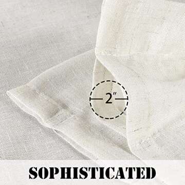 H.VERSAILTEX Natural Linen Rod Pocket Curtains 84 Inch Length for Living Room 2 Panel Pocket Drape Semi Sheer Neutral Country Rustic Farmhouse Boho Curtain Bedroom Light Filtering, Heathered Natural