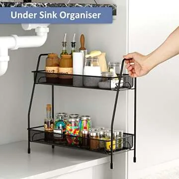 EKNITEY 2 Tier Spice Rack Organizer - Multi-Purpose Storage
