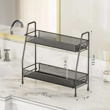 EKNITEY 2 Tier Spice Rack Organizer - Multi-Purpose Storage