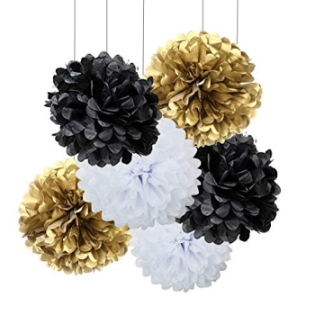New Year's Gold Black White Decorations Party Kit