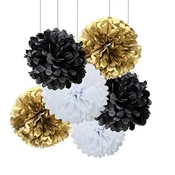 New Year's Gold Black White Decorations Party Kit