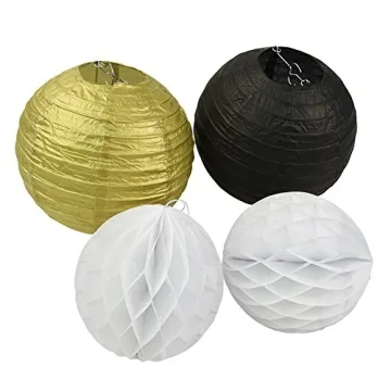 New Year's Gold Black White Decorations Party Kit