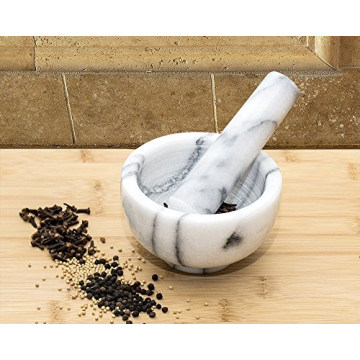 Greenco White Marble Mortar and Pestle Set for Kitchen Essentials