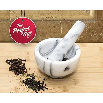 Greenco White Marble Mortar and Pestle Set for Kitchen Essentials