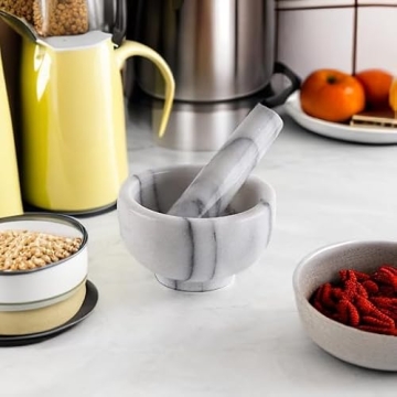 Greenco White Marble Mortar and Pestle Set for Kitchen Essentials