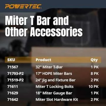 POWERTEC 48" Miter Bar for Table Saw and Router