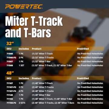 POWERTEC 48" Miter Bar for Table Saw and Router
