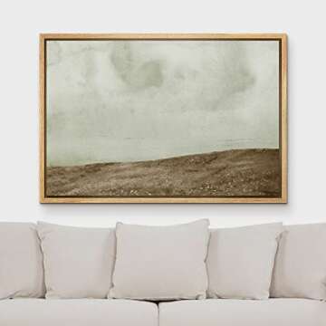 MUDECOR Framed Canvas Print Wall Art Brown Landscape Against Gray Cloudy Sky Nature Wilderness Illus...