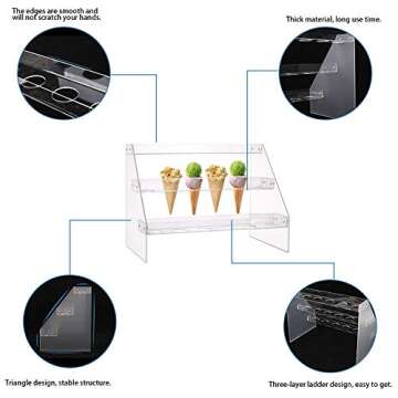 Fivtyily Clear Acrylic Food Cone Display Stand for Parties