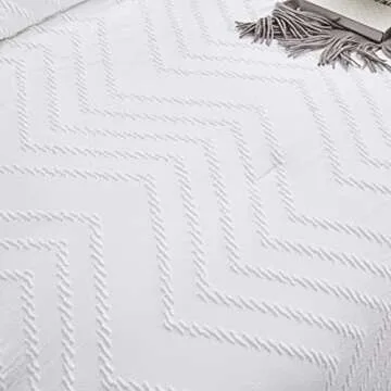 Houseri Queen White Comforter Set - Boho Jacquard Bedding