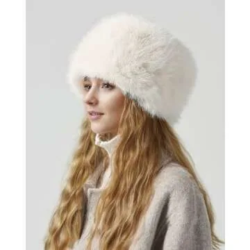Lina & Lily Women's Winter Cossack Hat - Stylish Beige Faux Fur
