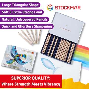 Stockmar Triangular Colored Pencils Set of 18 Colors with Graphite