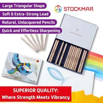 Stockmar Triangular Colored Pencils Set of 18 Colors with Graphite