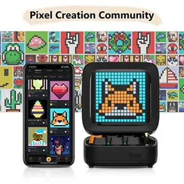 Divoom Ditoo Retro Pixel Art Game Bluetooth Speaker with 16X16 LED App Controlled Front Screen (Black)