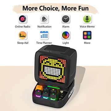 Divoom Ditoo Retro Pixel Art Game Bluetooth Speaker with 16X16 LED App Controlled Front Screen (Black)