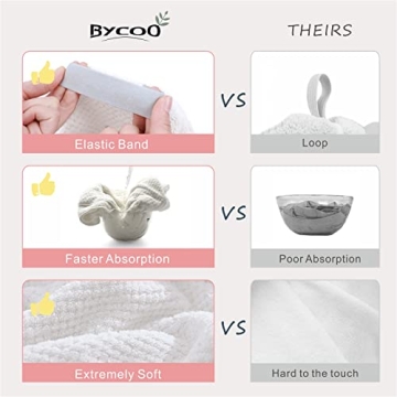 BYCOO Large Microfiber Hair Towel Wrap for Fast Drying