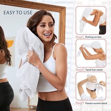 BYCOO Large Microfiber Hair Towel Wrap for Fast Drying