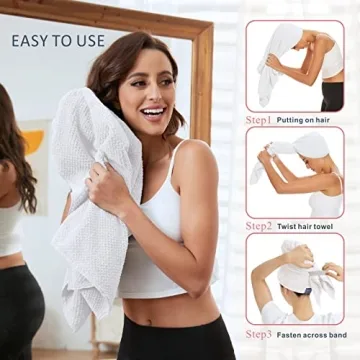 BYCOO Large Microfiber Hair Towel Wrap for Fast Drying