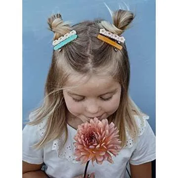 Stocking Stuffers For Kids Hair Clips Set – Kids Stocking Stuffers for Girls | Colorful Hair Accessories Styling for All Small Hair Clips Types | 12 Unique Designs (Bloom Set)