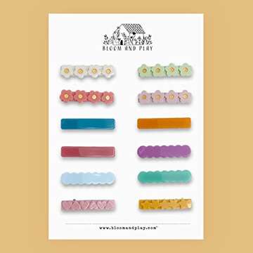 Stocking Stuffers For Kids Hair Clips Set – Kids Stocking Stuffers for Girls | Colorful Hair Accessories Styling for All Small Hair Clips Types | 12 Unique Designs (Bloom Set)