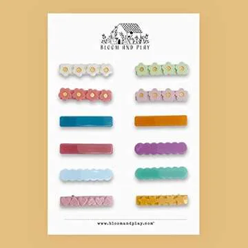 Stocking Stuffers For Kids Hair Clips Set – Kids Stocking Stuffers for Girls | Colorful Hair Accessories Styling for All Small Hair Clips Types | 12 Unique Designs (Bloom Set)